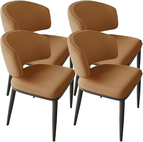 Miniatura 24 de YVYKFZD Juego de sillas de comedor de cuero, silla de comedor con respaldo curvado y patas de metal, sillas de cocina tapizadas, silla auxiliar