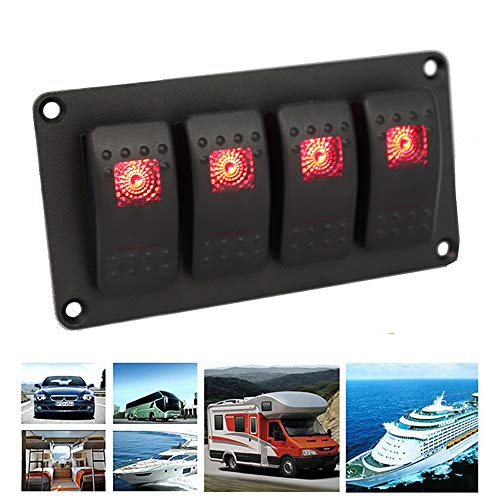 Zwbfu 4 Gang 5 Pin Rocker Switch Panel, impermeável On-Off backlit interruptores para carro, trailer