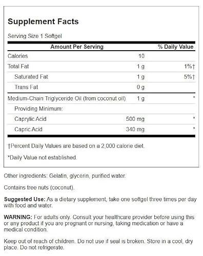 Swanson Pharmaceutical Grade Mct Pure 1000 Milligrams 90 Sgels