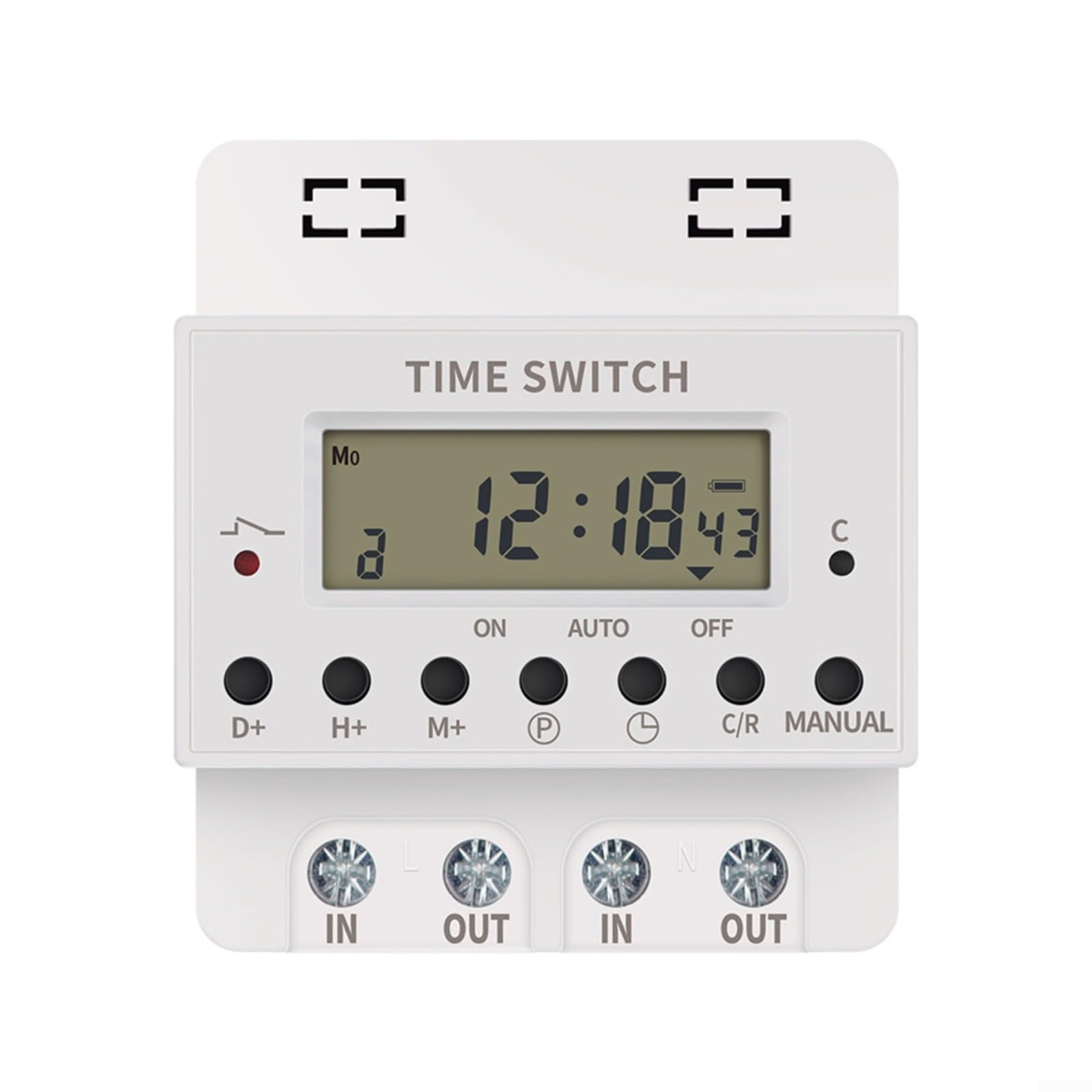 HEIBTENY 220V Digital Timer Switch 60A Electronic Programmable Time Controller with Weekly Hourly Settings for Home Garden Electrical Appliances White KG 316T