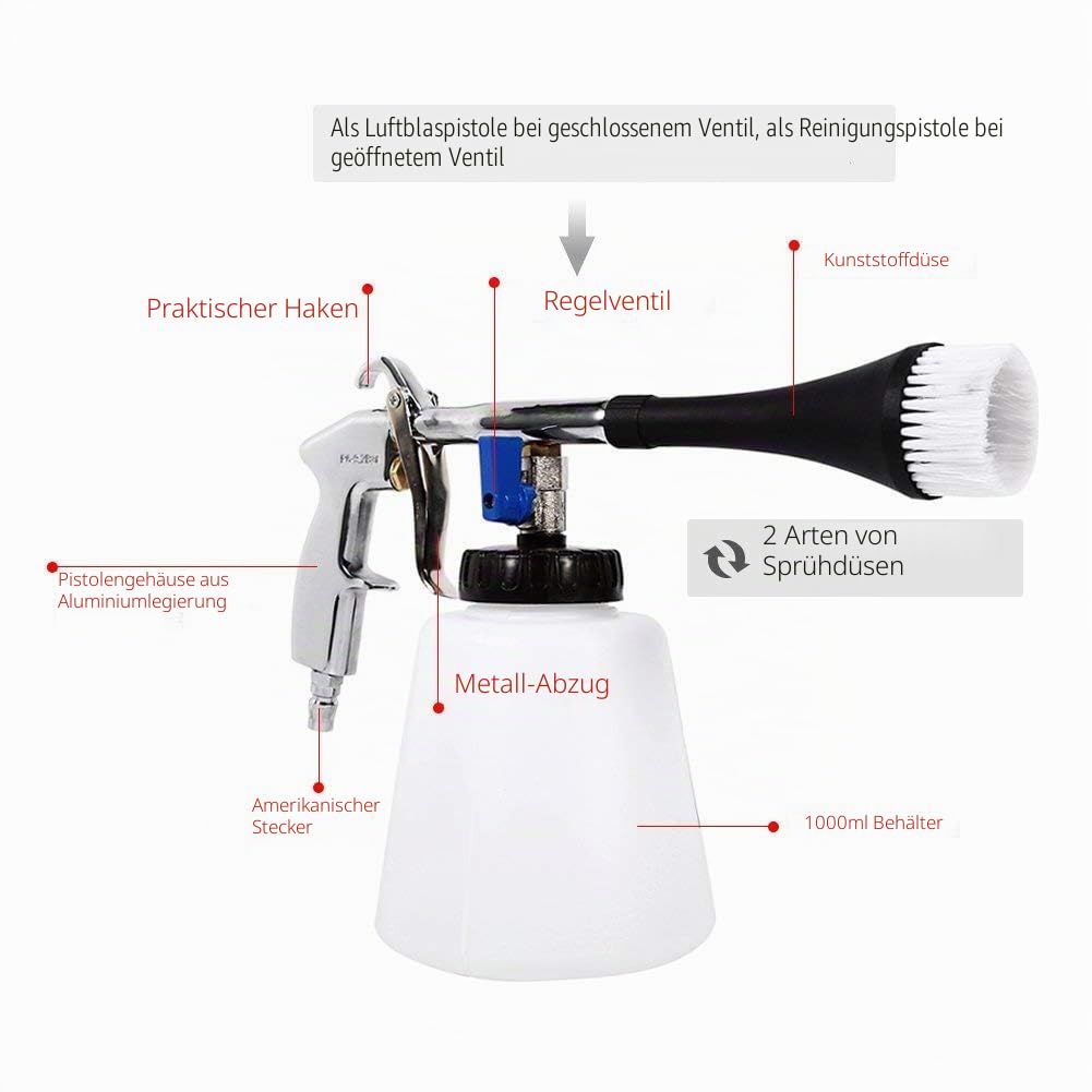 Automatischer Waschpistole Reinigungspistole Hochdruck Waschpistole Druckluft für Auto KFZ Einstellbarer Luftdruck (8 Atmosphärendruck erforderlich)