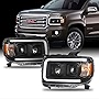 AKKON - For 2015-2022 GMC Canyon LED Light Bar DRL Projector Headlights Pair Housing - Black
