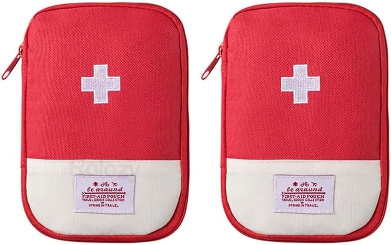 Image of Rolozy 2 Pack Empty Compact Travel First Aid kit Bag Pouch,Mini Portable Medical Bag for Outdoor Home Office Travel Car Bus Camping Hiking Multifunction Emergency Medicine Storage Bag
