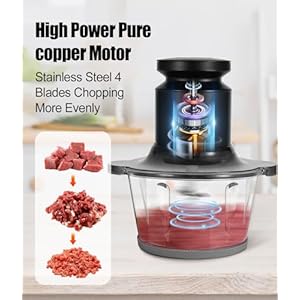 Food Processor, 400W Electric Food Chopper with 2 Glass Bowls (8 Cup+2.5 Cup), Meat Grinder with 2 Sets Stainless Steel Blades for Baby Food,Meat, Vegetables, Fruits, Nuts Food Processor 400W Electric Food Chopper with 2 Glass Bowls 8 Cup25 Cup Meat Grinder with 2 Sets Stainless Steel Blades for Baby FoodMeat Vegetables Fruits Nuts