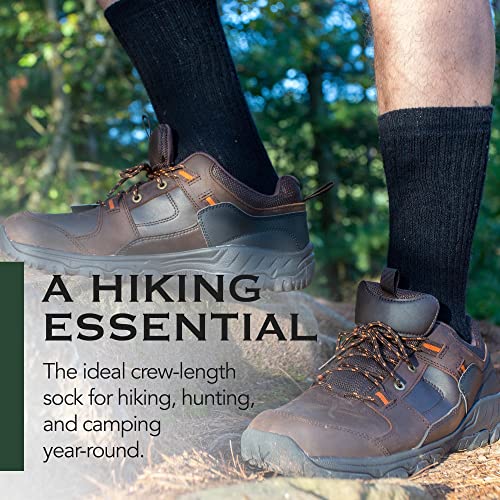 Image of Woolrich Merino Wool Socks for Men - Made in USA, Crew Hiking Sock, Made of 78% Merino Lambswool w /Padded Arch, 2 Pairs