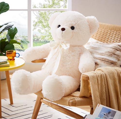 YunNasi Riesen Teddybär 90cm XXL,Groß Plüschbär Kuscheltier Stofftier,Weiß