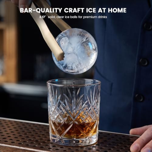 Image of Electactic 2.17 inch Clear Ice Ball Maker Countertop, Sphere Ice Maker Machine, 2Pcs Ready in 40Mins, 72 Pcs /Day, 8H Timer, Self-Cleaning, Round Ice Cube Maker for Home Bar Whiskey & Bourbon