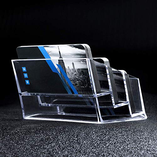 Image of DAHSHA 3 - Tier Premium Acrylic Transparent Crystal-Clear Visiting Business Card Holder /Display Stand Desk Organizer For Office Table