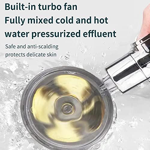 Douche à main haute pression avec turbine rotative et jet d'eau en spirale - 7