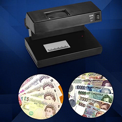 HEIMAO-Money-CheckerPortable-Desktop-Counterfeit-Bill-Detector-Cash-Currency-Banknotes-Notes-Checker-Machine-Support-Ultraviolet-UV-and-Watermark-Detection-with-Magnifier-Forged-Money-Tester-for-USD