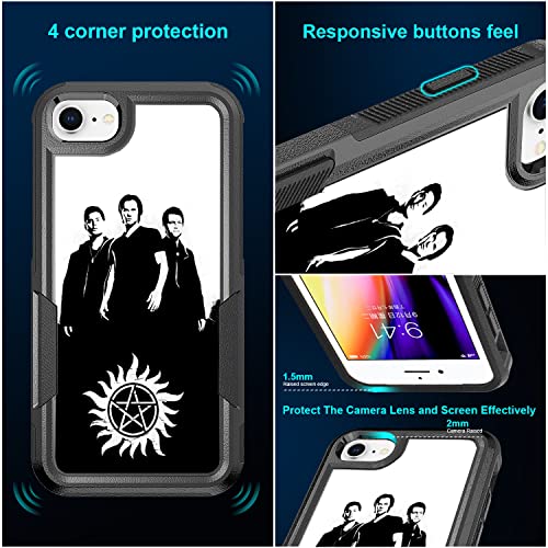 Candykisscase Case For Iphone Se 2022, Supernatural Pentagram Pattern Shock-Absorption Hard Pc And Inner Silicone Hybrid Dual Layer Defender Case For Iphone 7/8 /Se 2022, (A002) #TOP2