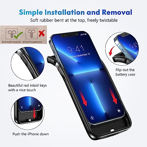 Battery Case for iPhone 14 Pro Max, 10000mAh Slim Portable Power Bank Extended Rechargeable Charger Case for iPhone 14 Pro Max 6.7' Battery Pack Black