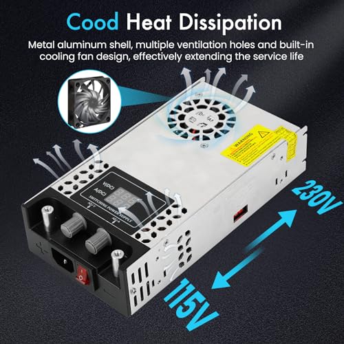 Adjustable 0-48V Power Supply 12.5A 600W, 110V AC to DC 0-48V Buck Converter 0-12.5A 600W Switching Power Supply with LCD Display Adjustable Voltage Current 48V 12.5A Transformer SMPS4