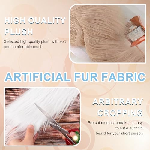 Vyanveo 4 Stück Kunstfell zum Basteln Meterware 5x150x10 cm Fell zum Basteln Fell Stoff Fellimitat Meterware Kunstpelz Fellstoff Band für Santa Hair Dwarf DIY Dekoration (Weiß Braun Schwarz Grau)