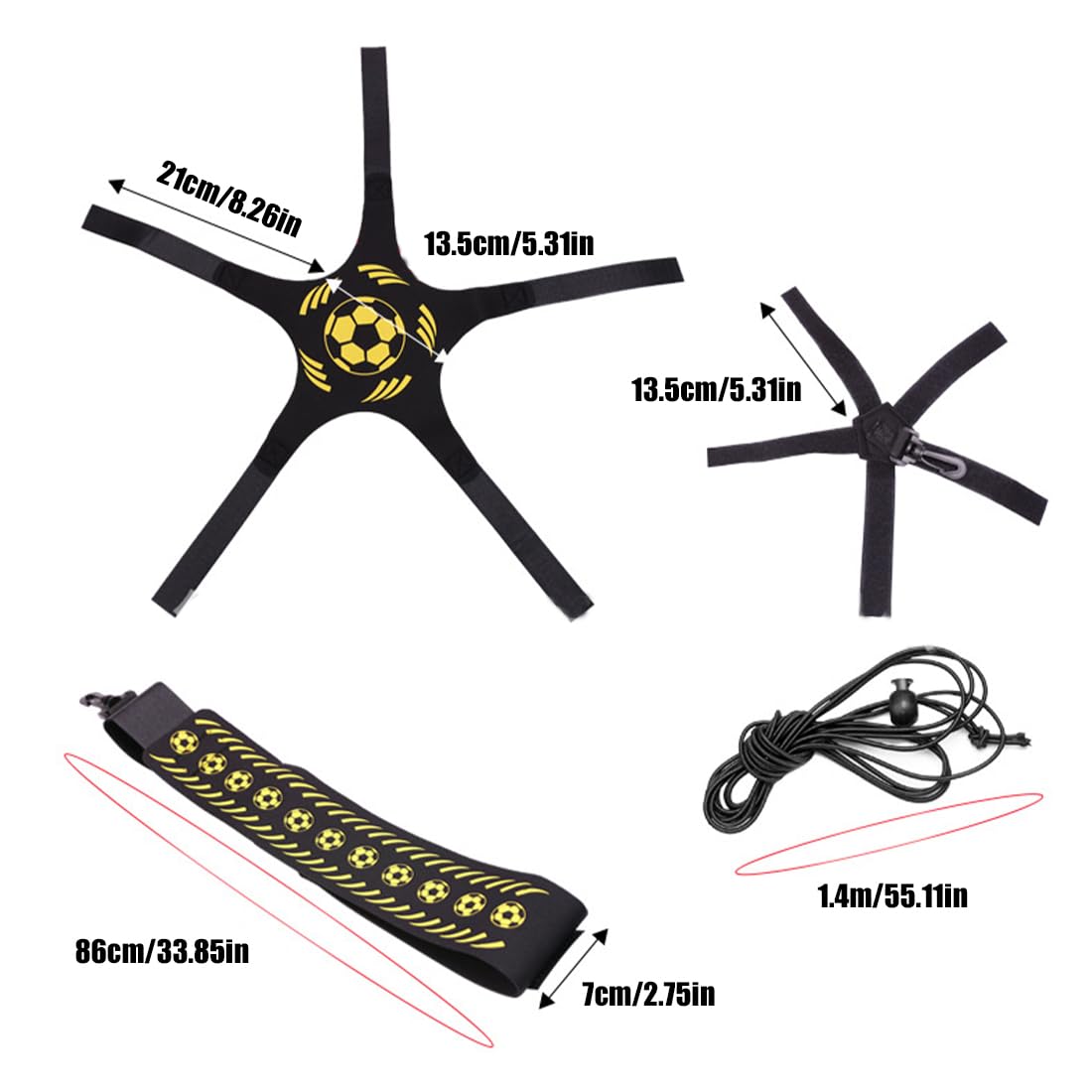 Cinturón de cintura ajustable entrenador de fútbol, cinturón de fútbol elástico ajustable, equipo de banda elástica para balones de fútbol para control del balón