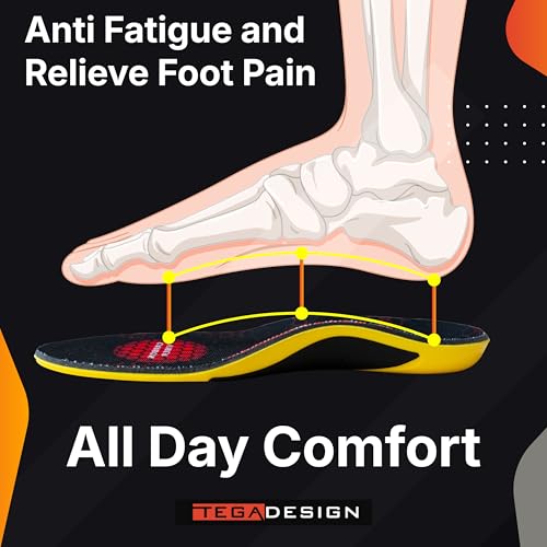 Image of Carbon Fiber Insole with Arch Support - Plantar Fasciitis, Flat Feet, Heel Pain, Overpronation Relief, Running & Sports - Memory Foam & Breathable Fabric - Deep Heel Cup (Women 11-12 | Men 9.5-10.5)