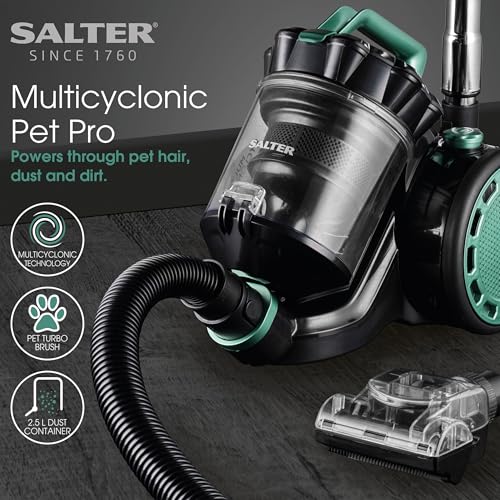 Salter Multicyclonic Pet Pro Vacuum Cleaner – Cylinder Vacuum, 5m Power Cord, XL 2.5L Dust Capacity, Lightweight, Washable HEPA Filter, 2 in 1 Crevice Tool, Pet Turbo Brush, 700W, Blue - Image 3