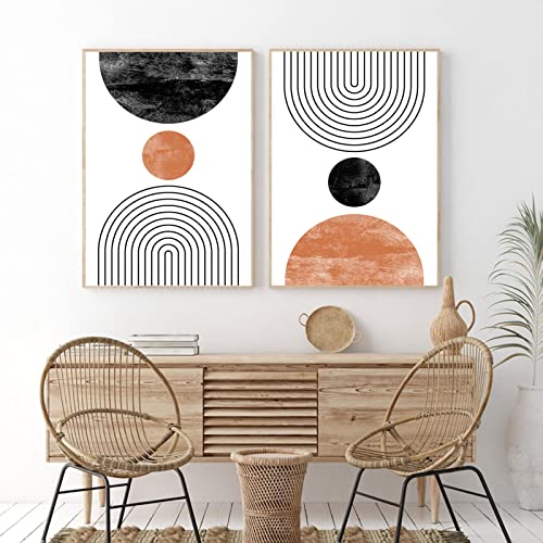 Mid Century Geometric Wall Art Boho Abstract Wall Art Canvas Mid Century Modern Prints Mid Century Pictures Boho Paintings Artwork For Living Room Bedroom Decor 16X24 Inch (Set Of 2) Unframed #TOP2