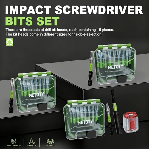 47PCS Impact Torx Screwdriver Bits Set, Magnetic (T20/T25/T30), S2 Steel Torx Driver Bits with a Green Storage Box - Image 3