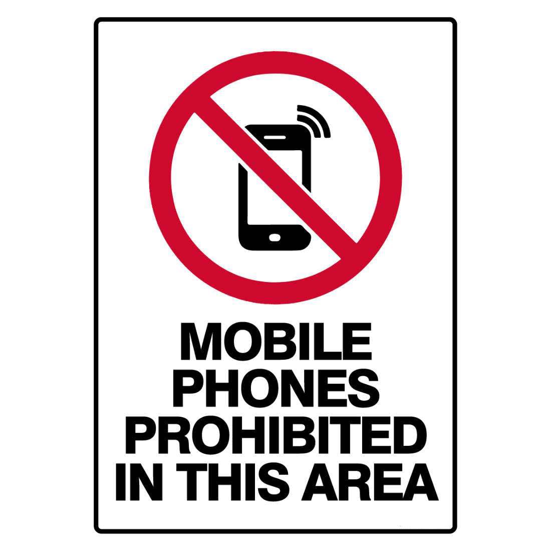 Prohibition Safety Sign - Mobile Phones Prohibited In This Area Metal Tin Sign 12x8 inch for Industrial & Commercial