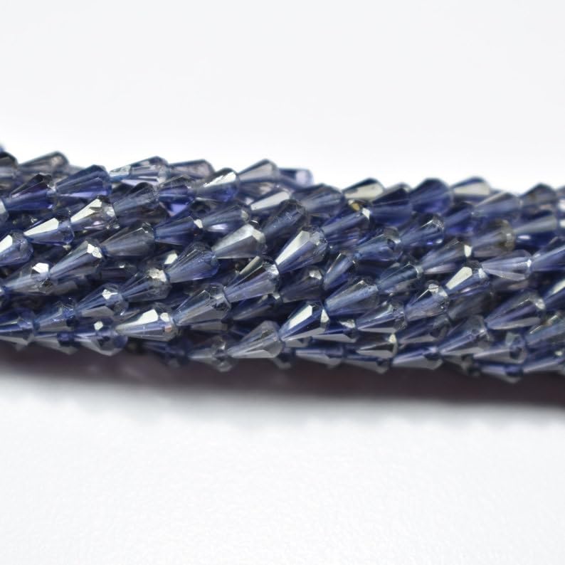 Perles iolite naturelle de 3x5mm facettées de qualité gemme pour bijoux