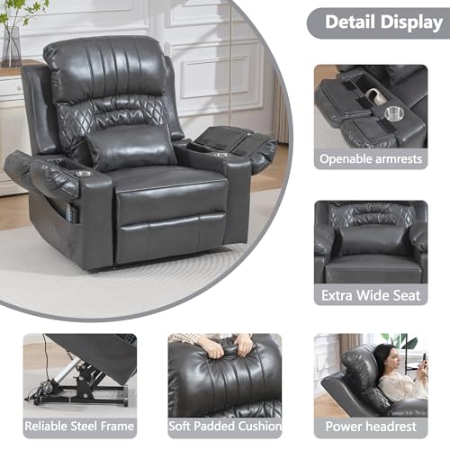 Image of FUNECORP Power Lift Recliner Chair Triple Motor with Vibration Massage | with Vibration Massage and Lumbar Heating, Adjustable Headrest for Elderly People, Faux Leather