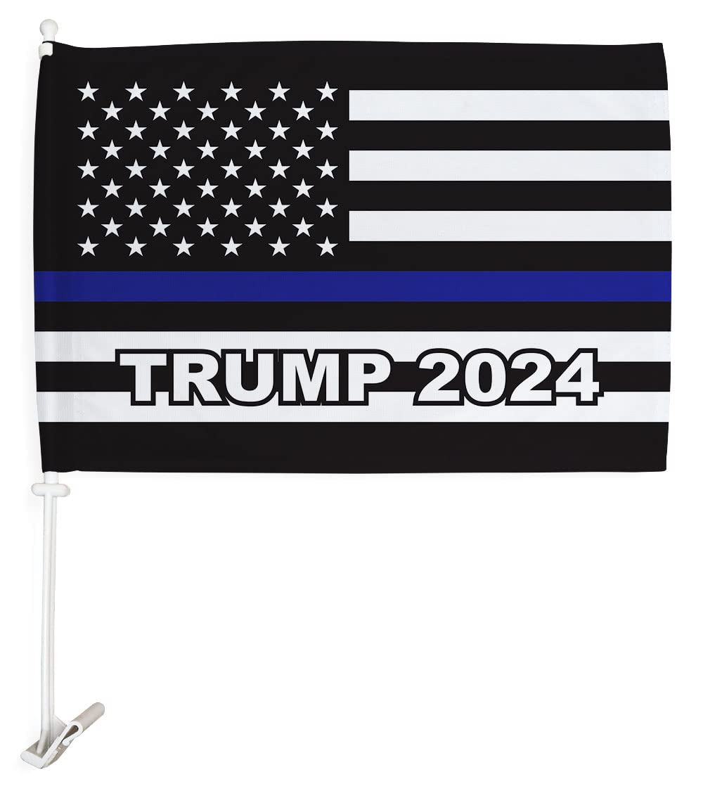 Amazon.com : Trump 2024 Thin Blue Line Car Flag Vehicle Auto