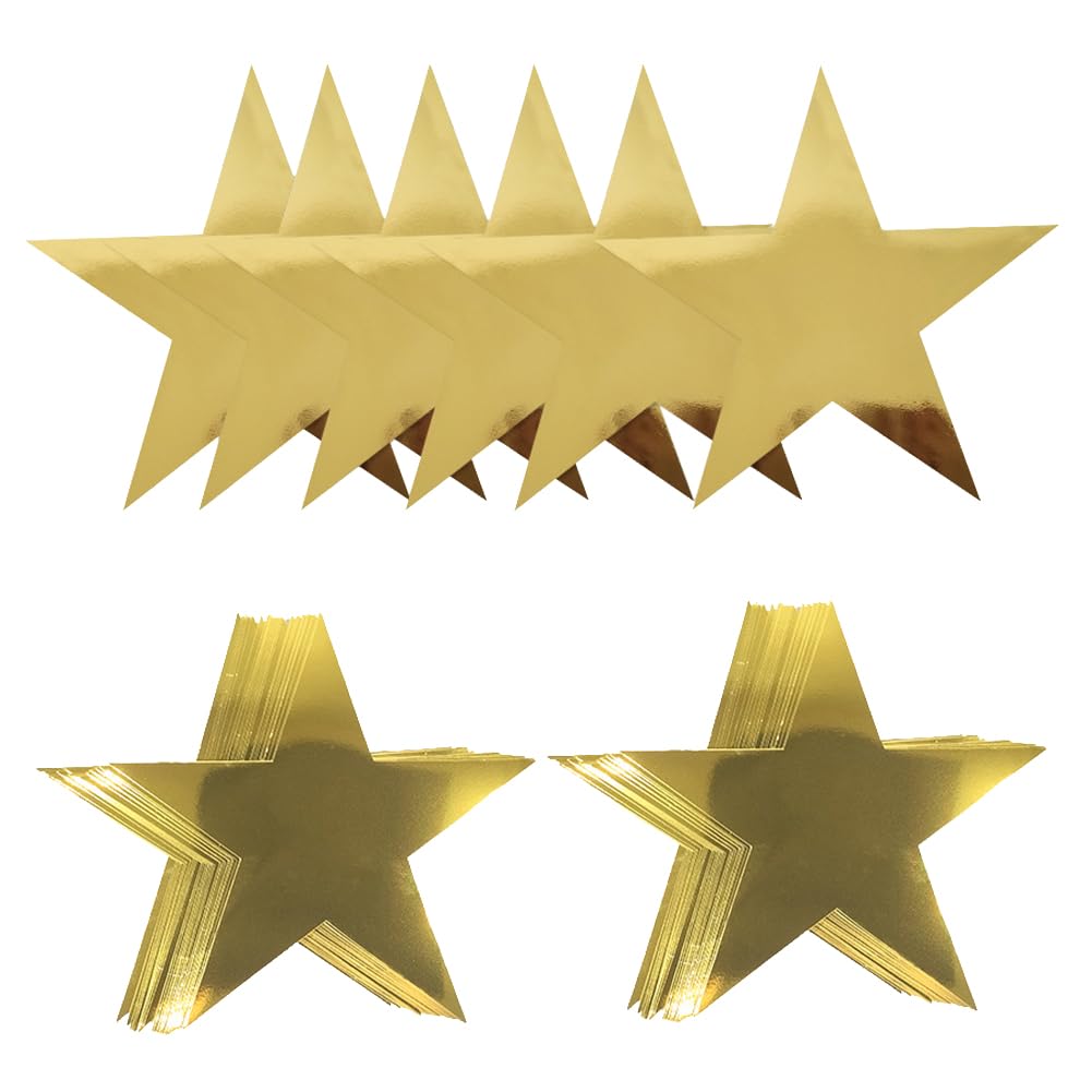 Hugede Golden 20 Pcs Bling Star Cutouts Double Printed Paper Stars Glitter Cardboard Stars Paper Party Decor Stars Cutouts Confetti Star Decorations 28 Cm