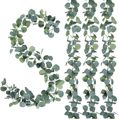 pclapora 4 Pièces Guirlandes Artificielles d'Eucalyptus, 180cm Suspendu Feuilles d'Eucalyptus Vignes, Plante Liane Artificielle, pour Décoration Murale de...
