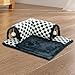 Winter Warm Cat Tunnel Bed Hideout Comfortable with Removable Mat Interactive Toy Cats Play Mat for Cats Outdoor Kitten Bunny, Black M
