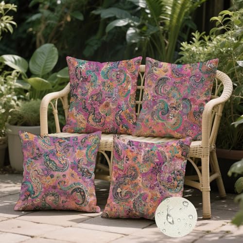 Housse coussin 45x45 rose et violet imperméable k-1165