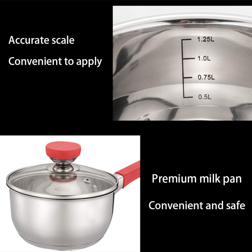 Juego de cacerolas, juego de ollas de 4 piezas, utensilios de cocina de acero inoxidable, con tapa de vidrio templado, mango cómodo, olla antiadherente, apto para cocina de inducción de gas, material