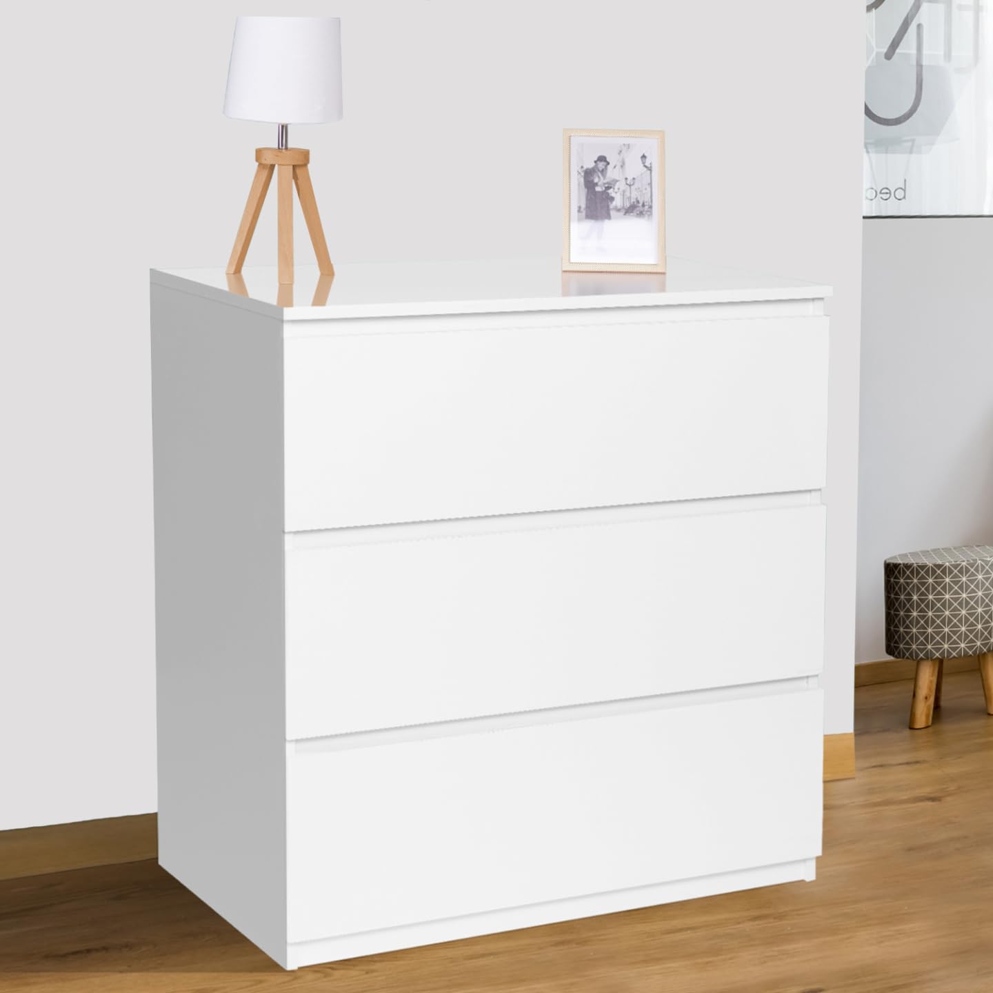 IDMarket - Commode 3 tiroirs TOMI 78 cm Bois Blanc