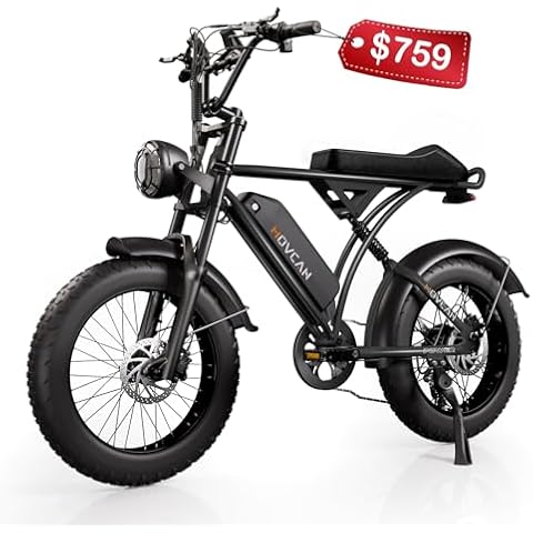 Movcan V60 Electric Bike for Adults, 1000W Motor 30MPH Top Speed 20” Fat Tire Electric Bike, 48V 15.6Ah Removable Battery Ebike, 7-Speed Full Suspension Electric Dirt Bike, Black Cover