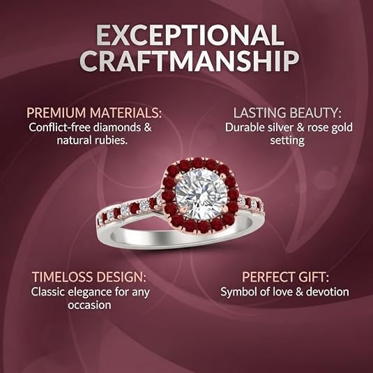 Image of Choose Your Gemstone Cathedral Halo Two Tone Engagement Ring 925 Sterling Silver Round Shape Halo Engagement Rings Lightweight Office Wear Everyday Gift Jewelry US Size 4 to 12
