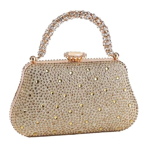 Dreubea Evening Bag Clutch Purses for Women Ladies Sparkling Party Wedding Prom Club Handbags Golden Cover