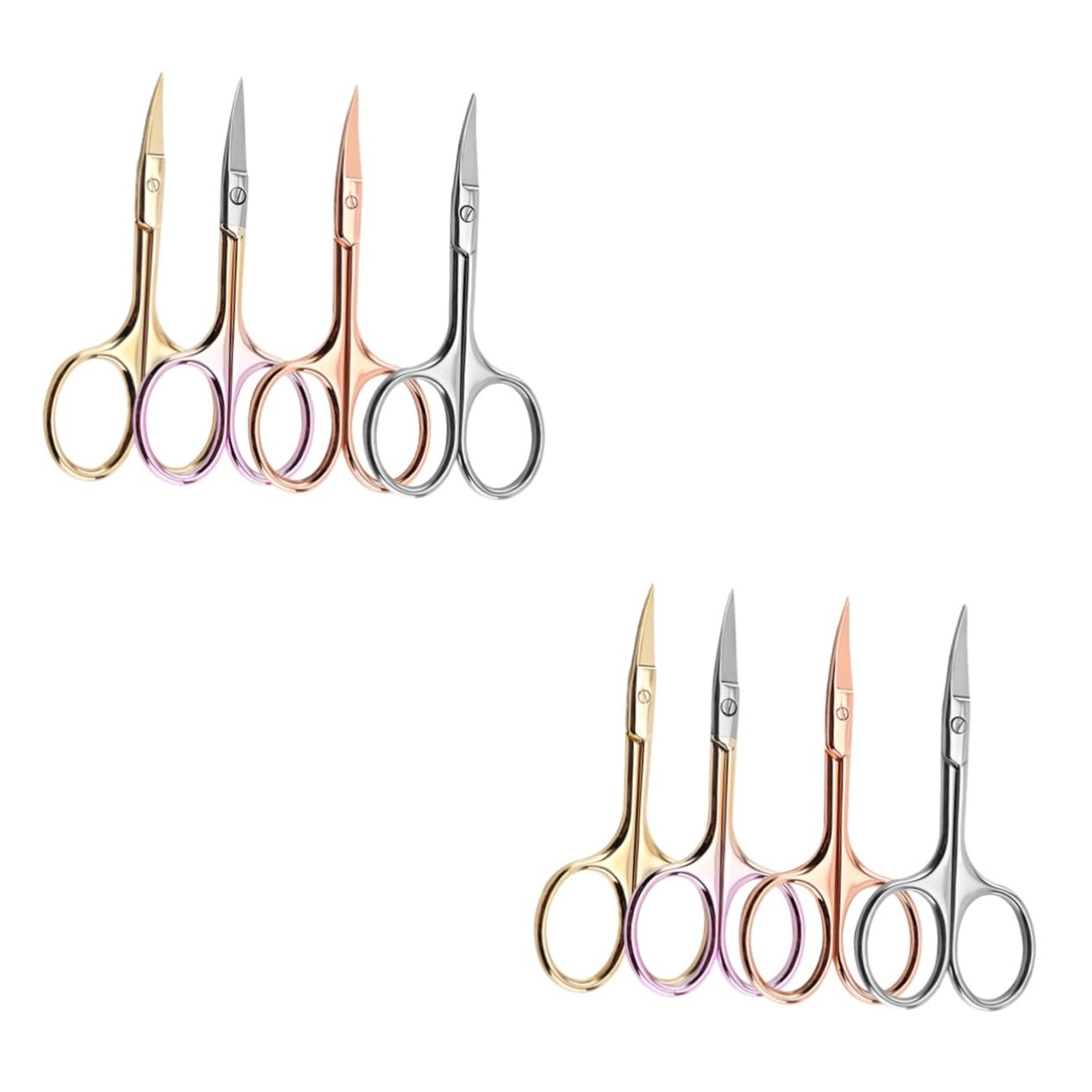 FRCOLOR 8 tijeras para barba, tijeras faciales, de aseo, cortapelos de nariz, de belleza, para cejas, para el vello de la nariz, pequeñas de acero inoxidable
