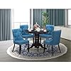 East West Furniture SHSI5-BLK-21 5 Piece Dining Table Set for 4 Includes a Round Kitchen Table with Pedestal and 4 Blue Linen Fabric Parsons Dining Chairs, 42x42 Inch, Black #1