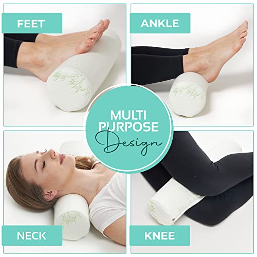 Allsett Health BD16543 2 Pack Cervical Neck Roll Memory Foam Pillow, Bolster Pillow, Round Neck Pillows Support For Sleeping | Bolster Pillow For Bed thumb #2
