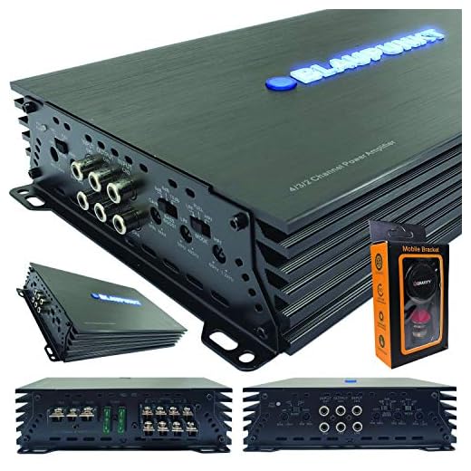 Blaupunkt AMP1404 Car Audio 4-Channel Amp Amplifier 1500 Watts Max Peak Power with Gravity Magnet Phone Holder Bundle