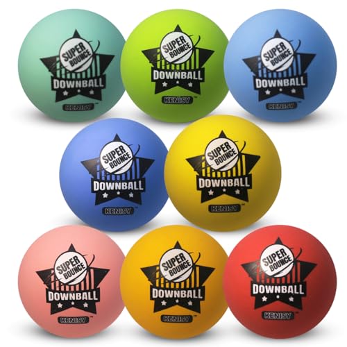 [8pcs Pack Set] Kenisy Down Ball | Australian Handball | Kid Bouncy Balls 60mm Mixed Color Party Game Bag Filler for Children | Downball with Printing