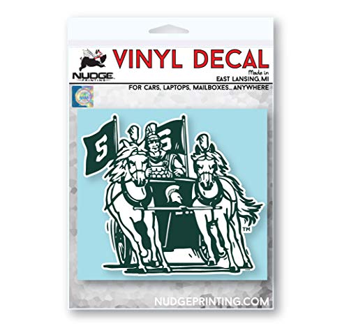 Image of Collegiate NCAA Car Decal Made from Premium Weatherproof Vinyl (Michigan State Chariot - White)
