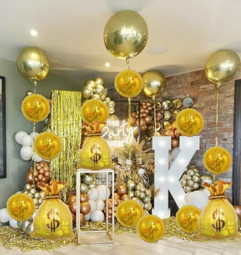 Wallet Balloons Gold Coin Balloons Ideal Decor for Gold Rush Themed Parties/New Year/Christmas/Halloween//Birthday /Wedding/Anniversaries/retro parties/college entrance/graduation parties13pcs - Image 3