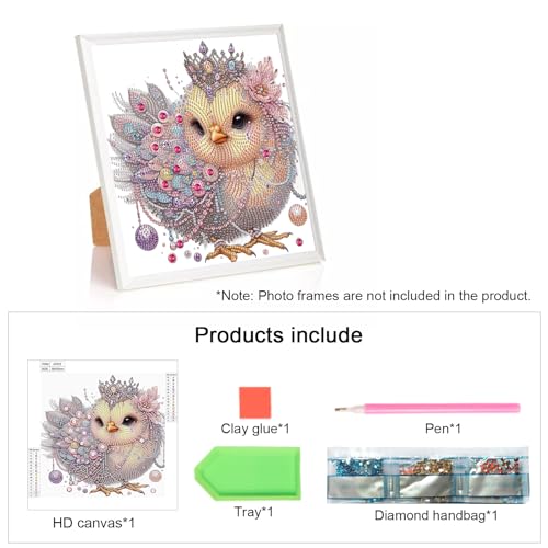 Image of AiYuanzsh Honored Chicken Diamond Art Kits for Adults, 5D Special Shape Diamond Art Kits for Beginners, Crystal Rhinestones Diamond Painting for Home Wall Decoration Gift 12x12inch
