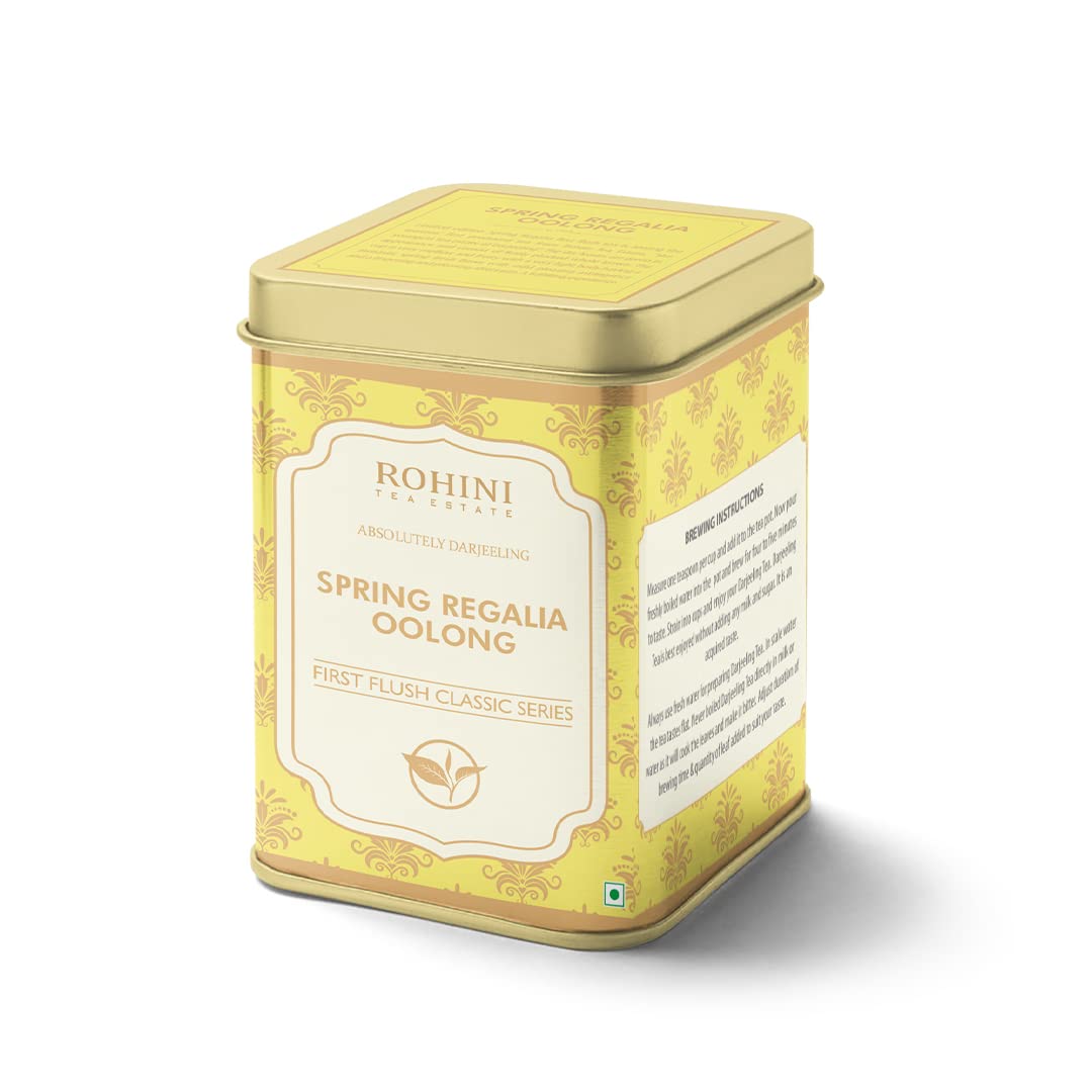 Gopaldhara Darjeeling Tea Spring Regalia Silver Tips Oolong First Flush Tea 50g Tin Can - (Classic Series) FTGFOP1 Darjeeling First Flush Oolong Tea