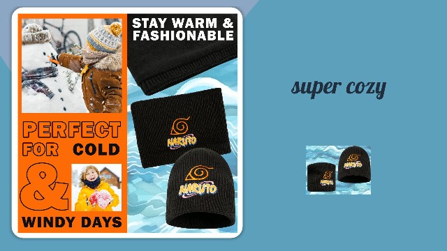 Ensemble Gant Bonnet Echarpe Garcon Ensemble Bonnet Tour De Cou Get Trend Enfant - Modèles Naruto/One Piece, Taille 7-14 Ans, Polaire Douce Get Trend Motif Brodé Manga