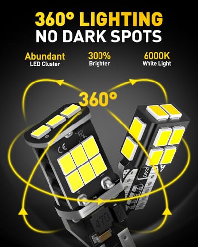 Image of AUXITO 194 168 LED Bulb & 921 912 W16W LED Bulb Combo Kit, Error free for 2825 W5W Led License Plate Light Dome Map Trunk Marker Light and 906 T15 led Backup Reverse Light,6000K White, Pack of 4