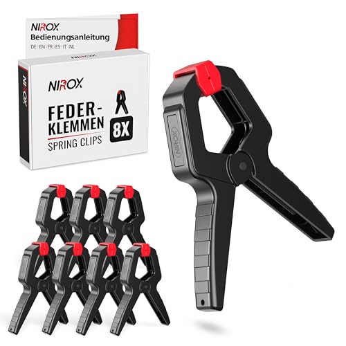 Nirox 8er Set Federklemmen - Klemmzwingen mit großer Spannweite - Hohe...