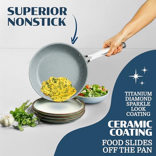 image for Granitestone Ceraluxe 20 Pc Ceramic Cookware Set Nonstick, Complete Po