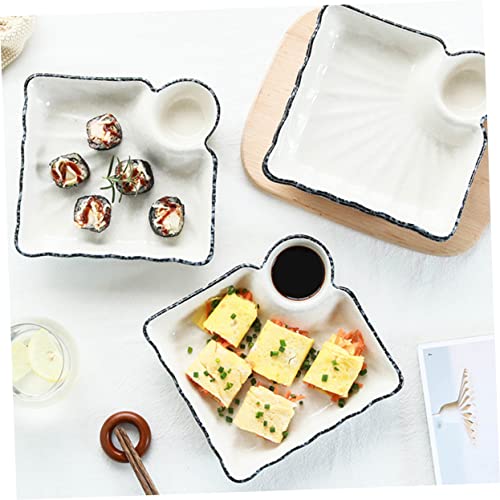 Platos cerámicos para sushi con plato para salsa, pack 2 miniatura 4
